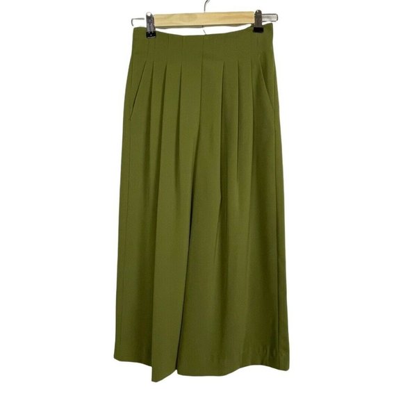 Topshop Pants - Topshop Palazzo Wide Leg Cropped Green High Waist Pants Size 0